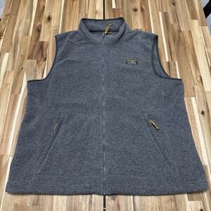 LL Bean Mountain Classic Fleece Vest Mens 2XL Gray Full Zip Zipper Pockets